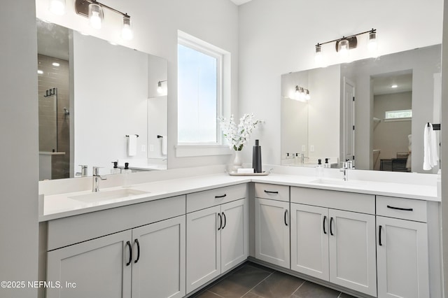 152 Navigators Rd, Saint Johns, FL 32259 - full bath with a shower stall, tile patterned flooring, a sink, and double vanity