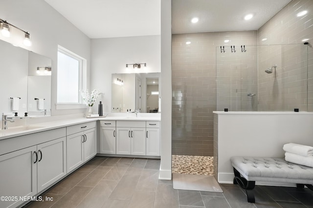 152 Navigators Rd, Saint Johns, FL 32259 - full bathroom with vanity, tile patterned flooring, recessed lighting, and a walk in shower