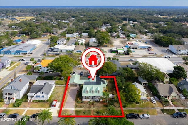 aerial view featuring a residential view