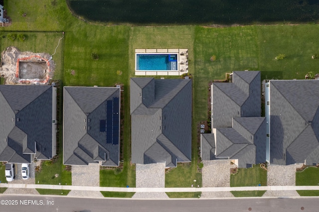 bird's eye view with a residential view