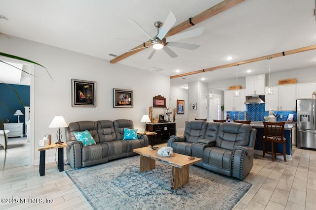 34072 Lavender Parke Dr, Fernandina Beach, FL 32034 - living room with wood finish floors, ceiling fan, and recessed lighting