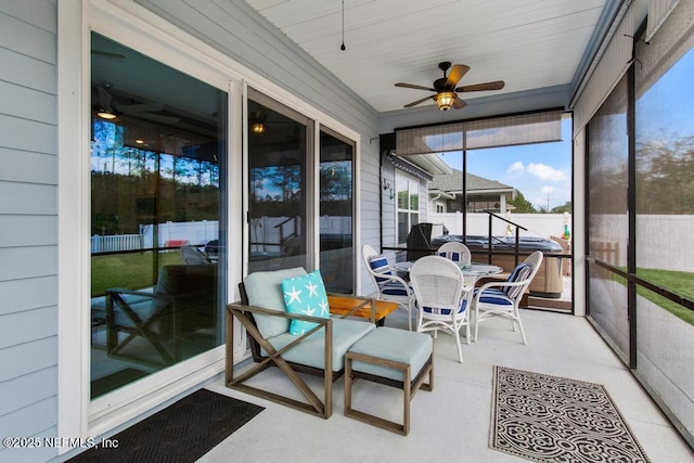 34072 Lavender Parke Dr, Fernandina Beach, FL 32034 - sunroom / solarium featuring ceiling fan