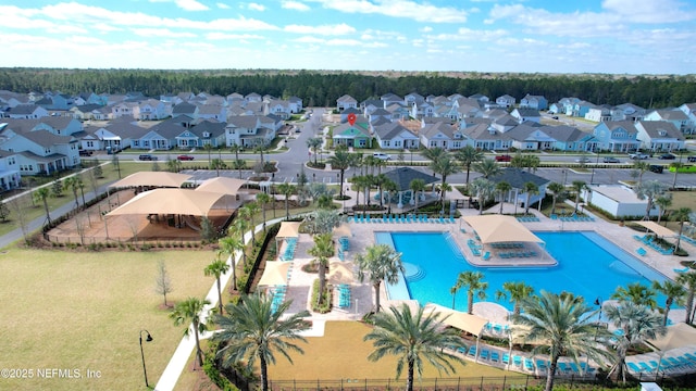 aerial view with a residential view