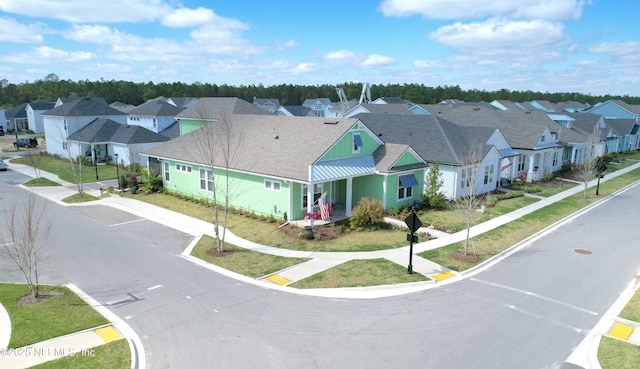 aerial view with a residential view