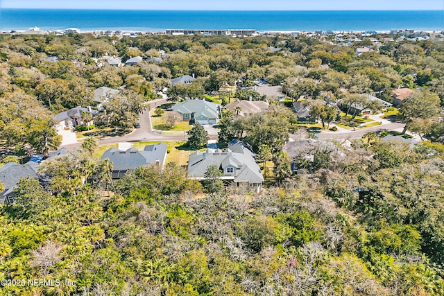 aerial view with a residential view and a water view