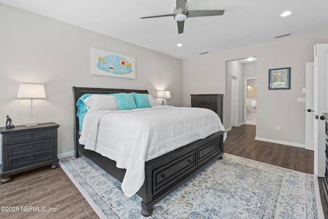 352 Bronson Pkwy, Saint Augustine, FL 32095 - bedroom featuring wood finished floors, recessed lighting, and a ceiling fan
