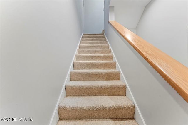 stairway with carpet floors