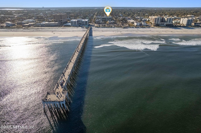 property view of water with a view of city and a view of the beach