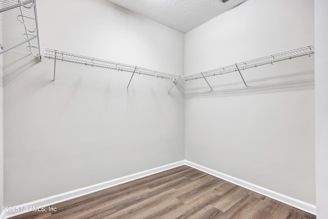 spacious closet with wood finished floors