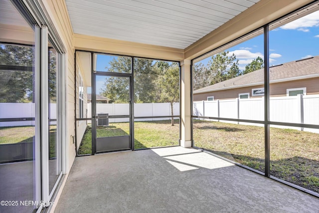 view of unfurnished sunroom