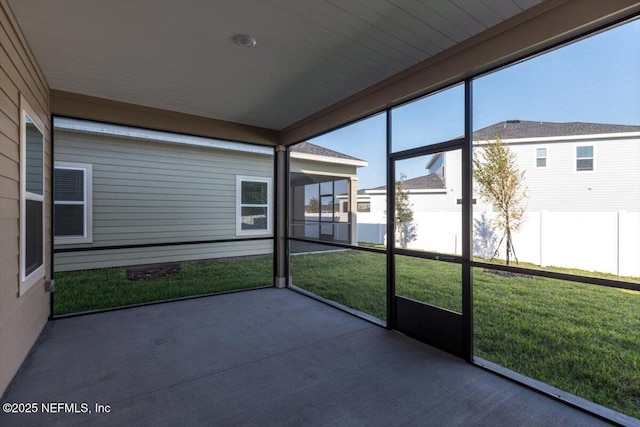 view of unfurnished sunroom