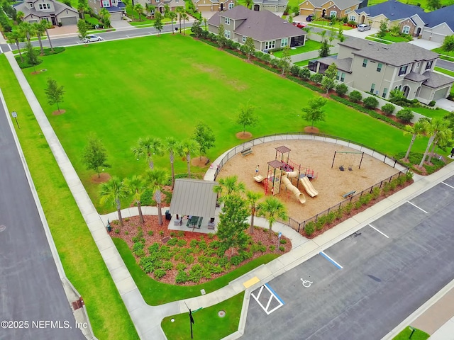 bird's eye view with a residential view