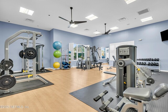 4920 Key Lime Dr Unit 305, Jacksonville, FL 32256 - gym with ceiling fan and wood finished floors