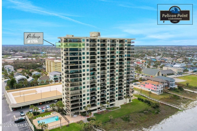 view of building exterior with a view of city