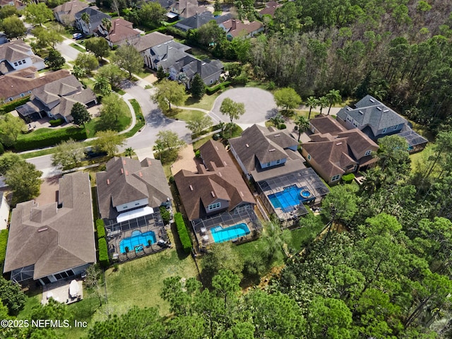 aerial view with a residential view