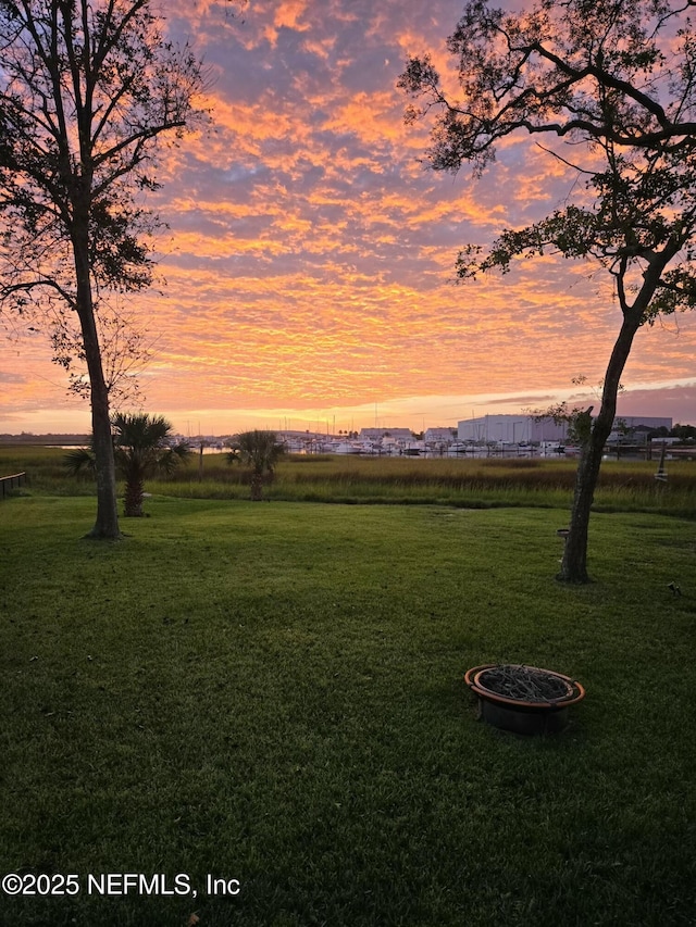 view of yard with a rural view