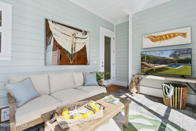 living room with a sunroom