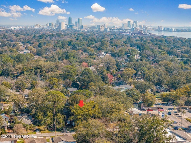 birds eye view of property featuring a city view