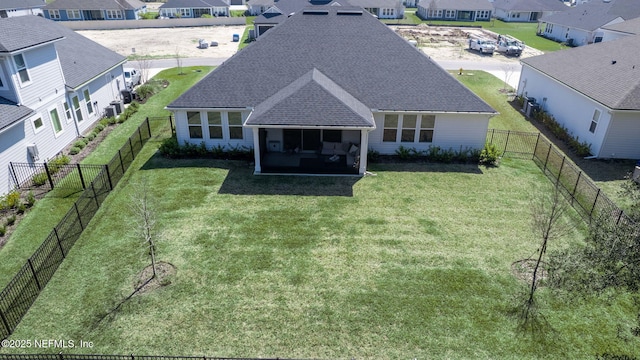 drone / aerial view with a residential view