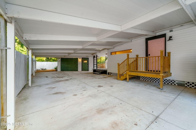 view of garage