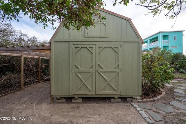 view of shed featuring a pergola