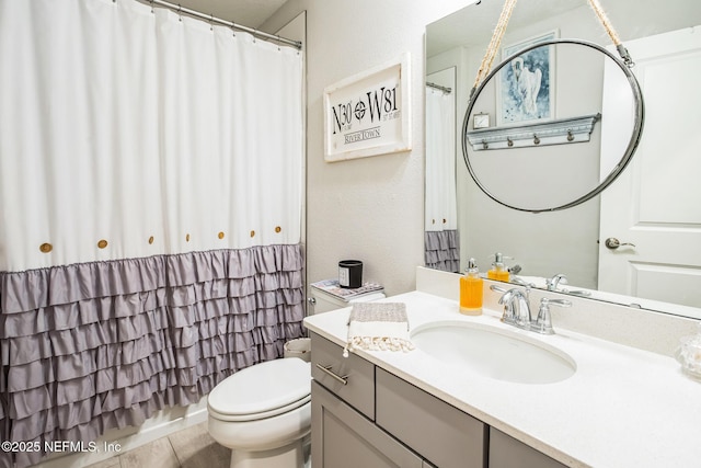 full bathroom featuring vanity and toilet