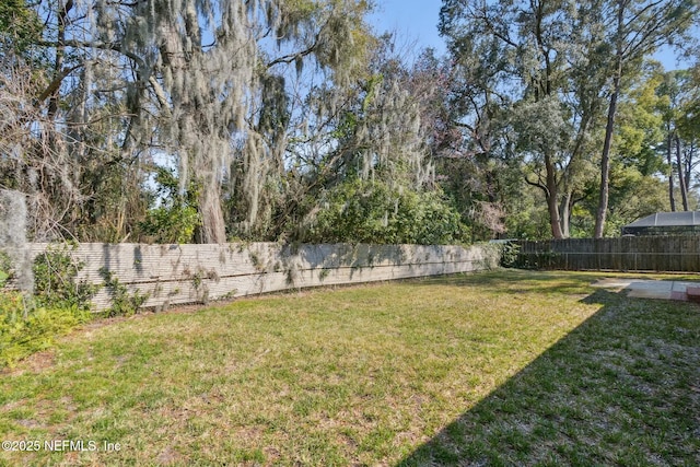 view of yard with a fenced backyard