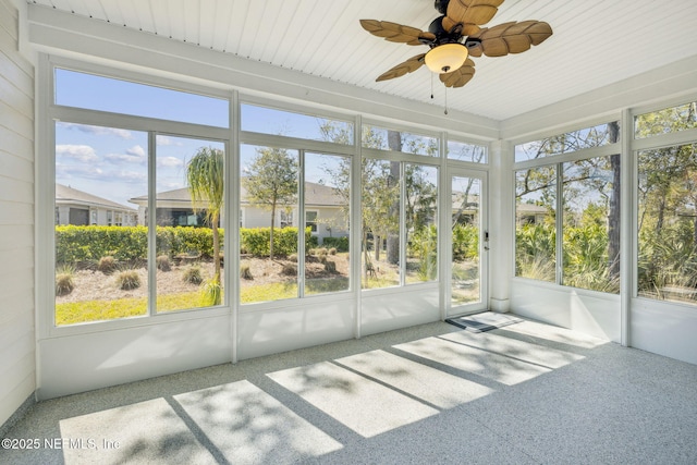 427 Ladyslipper Dr, Saint Johns, FL 32259 - unfurnished sunroom featuring a ceiling fan and plenty of natural light