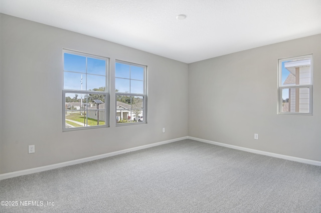 empty room featuring a healthy amount of sunlight, baseboards, and carpet floors