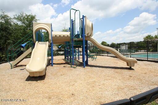 community play area with fence