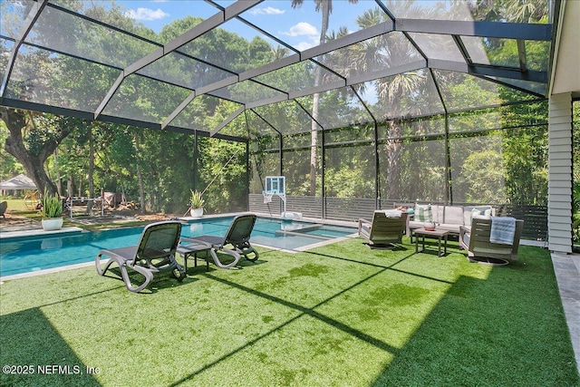 2446 Seminole Rd, Atlantic Beach, FL 32233 - view of swimming pool with a pool with connected hot tub, a yard, and a patio