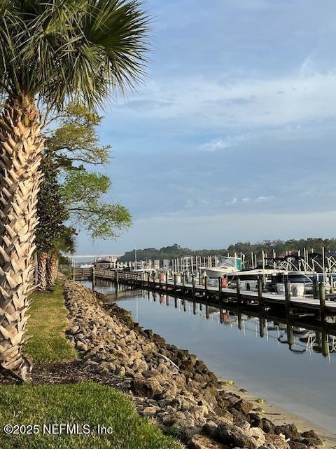 view of dock featuring a water view