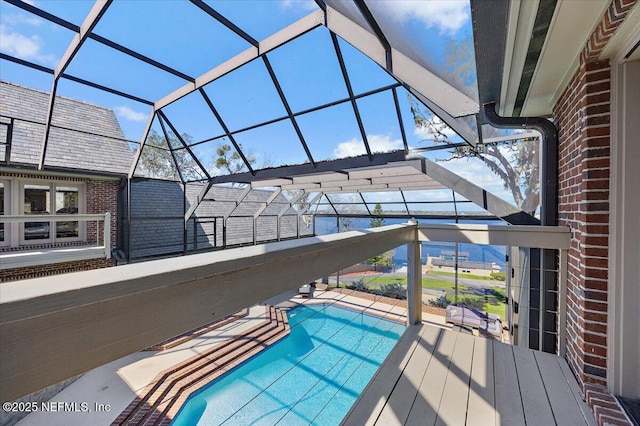 pool with glass enclosure