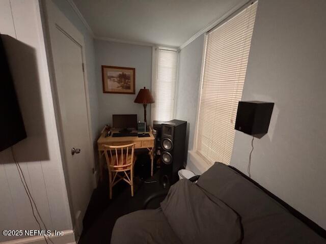 home office featuring ornamental molding