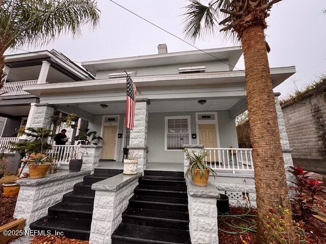 view of front of home with covered porch