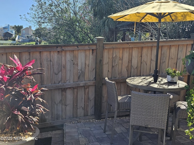 view of patio / terrace featuring fence