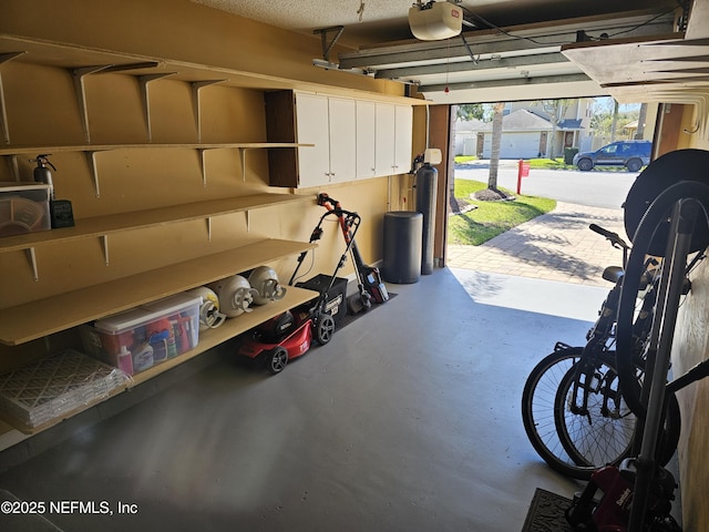 garage with a garage door opener