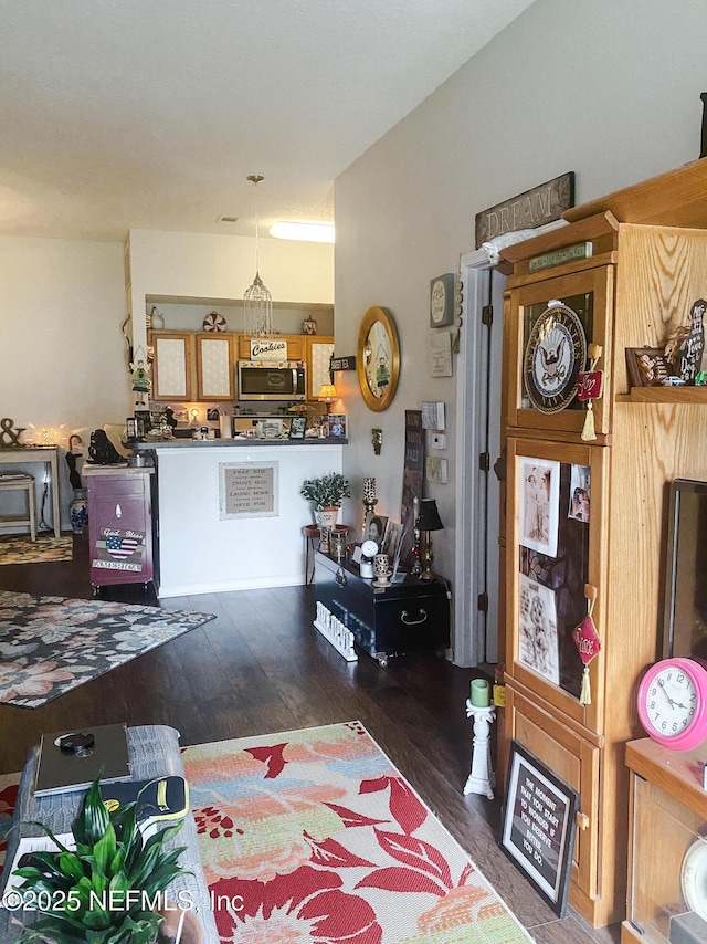 interior space featuring dark wood-style flooring