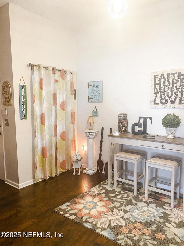 interior space featuring dark wood-type flooring