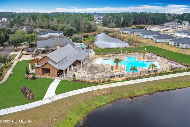 bird's eye view featuring a water view