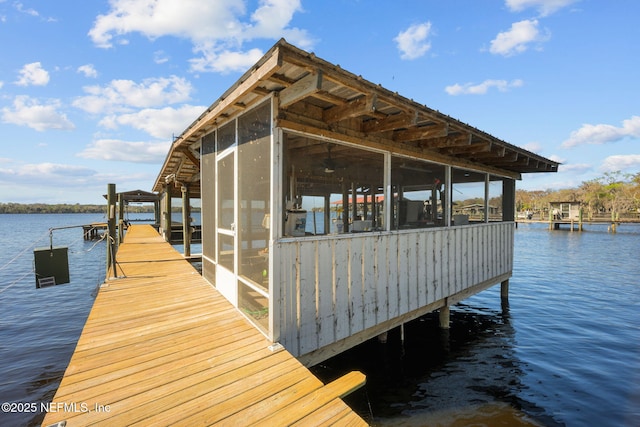 view of dock featuring a water view