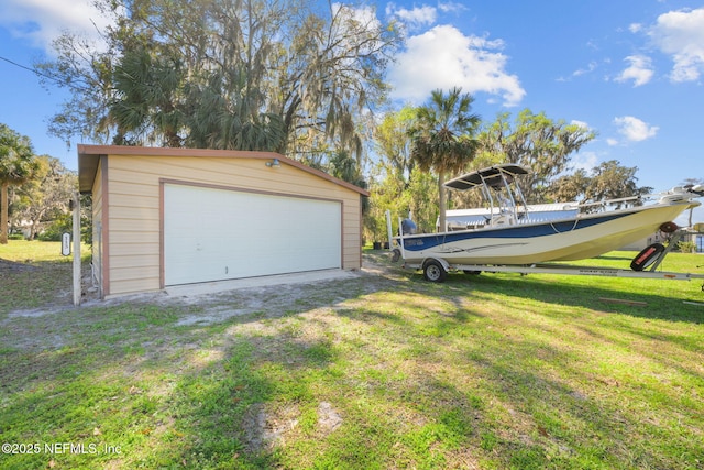 view of detached garage