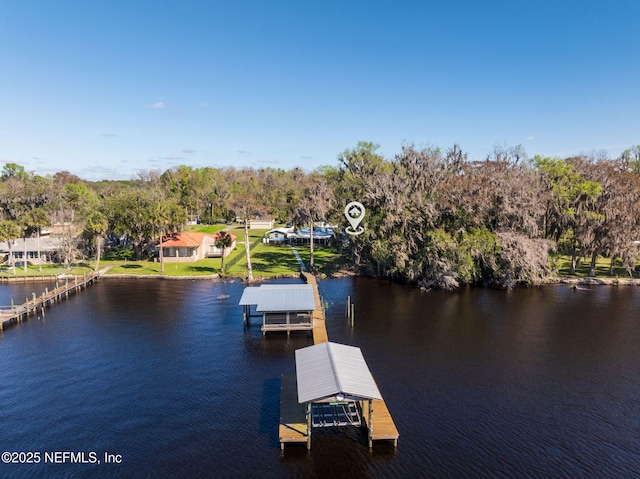 view of dock featuring a water view