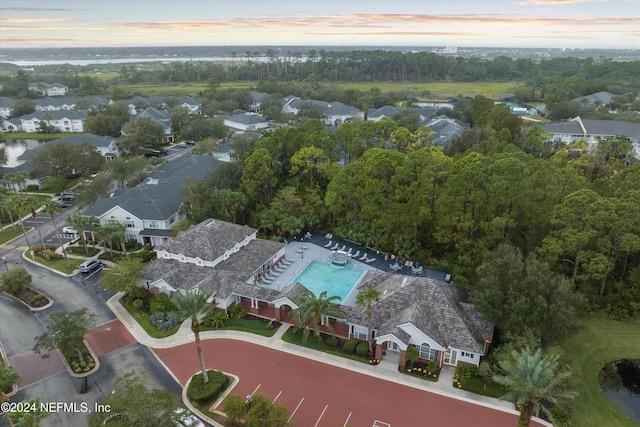 drone / aerial view with a residential view