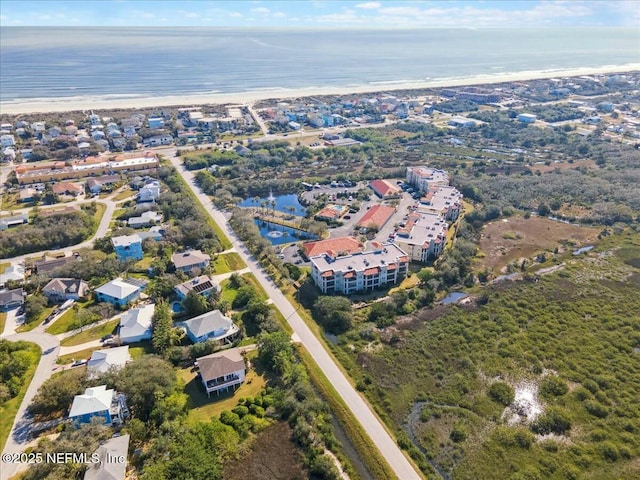 aerial view featuring a residential view and a water view