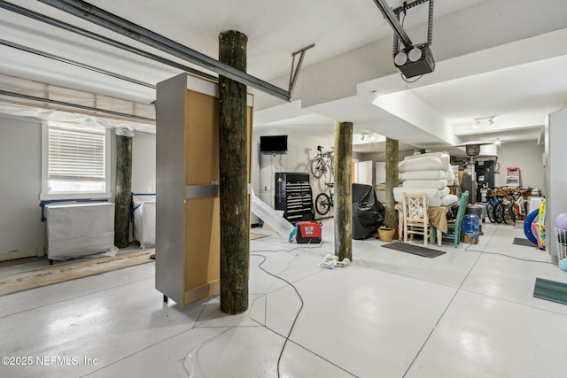 garage with a garage door opener