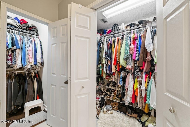 spacious closet featuring visible vents