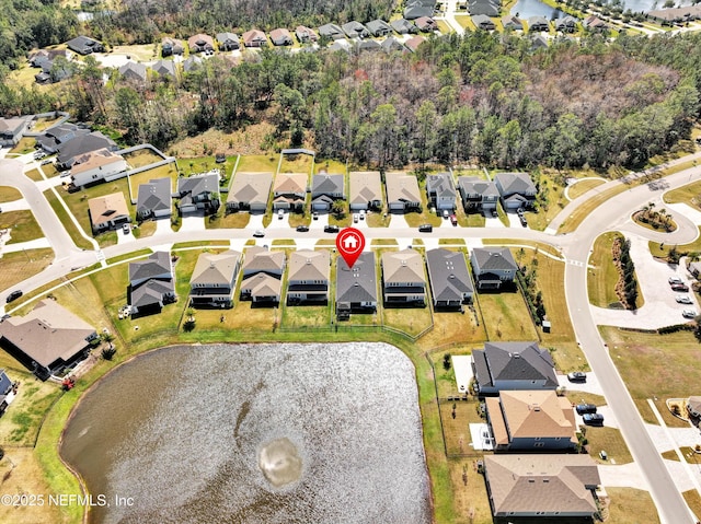 drone / aerial view with a residential view