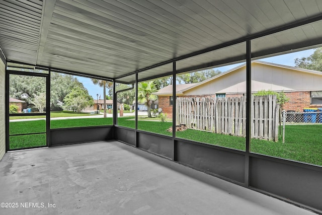 view of unfurnished sunroom