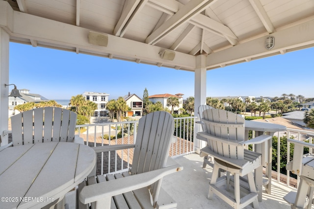 view of patio / terrace featuring a balcony and a gazebo